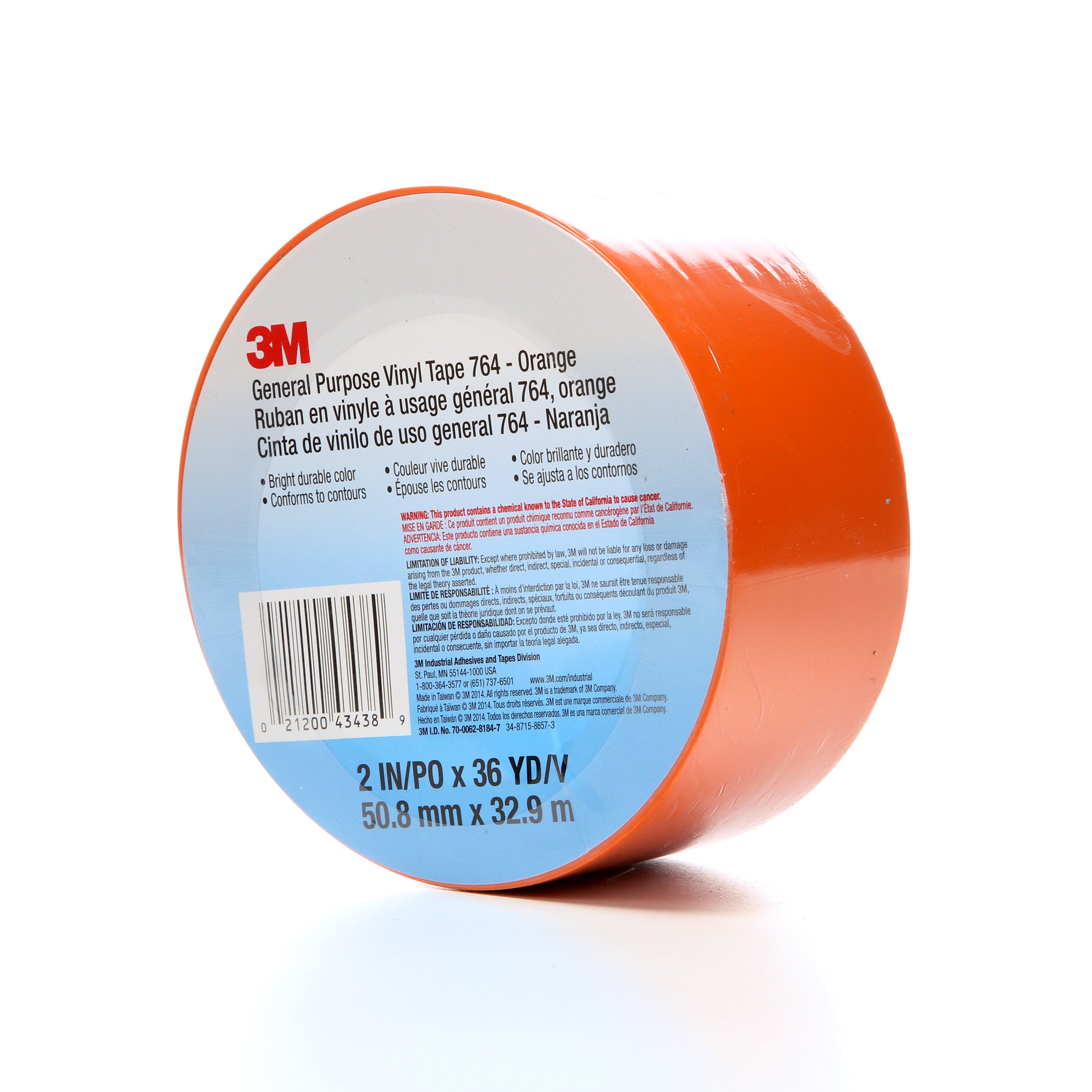 3M™ General Purpose Vinyl Tape 764 is a vinyl tape coated with a rubber adhesive and ideally suited for a variety of coding, temporary surface protection, bundling, marking and protection applications.