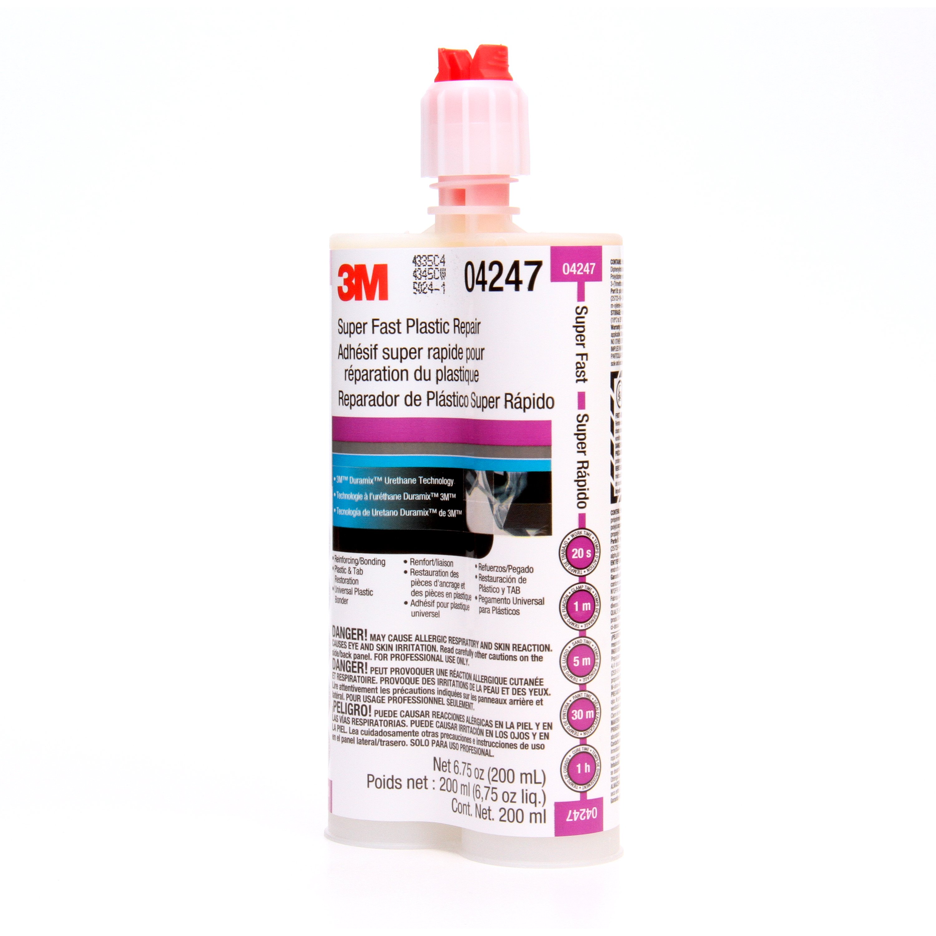 3M™ Super Fast Plastic Repair is a semi-rigid urethane adhesive that outperforms cyanoacrylate adhesives that were once commonly used for similar purposes.