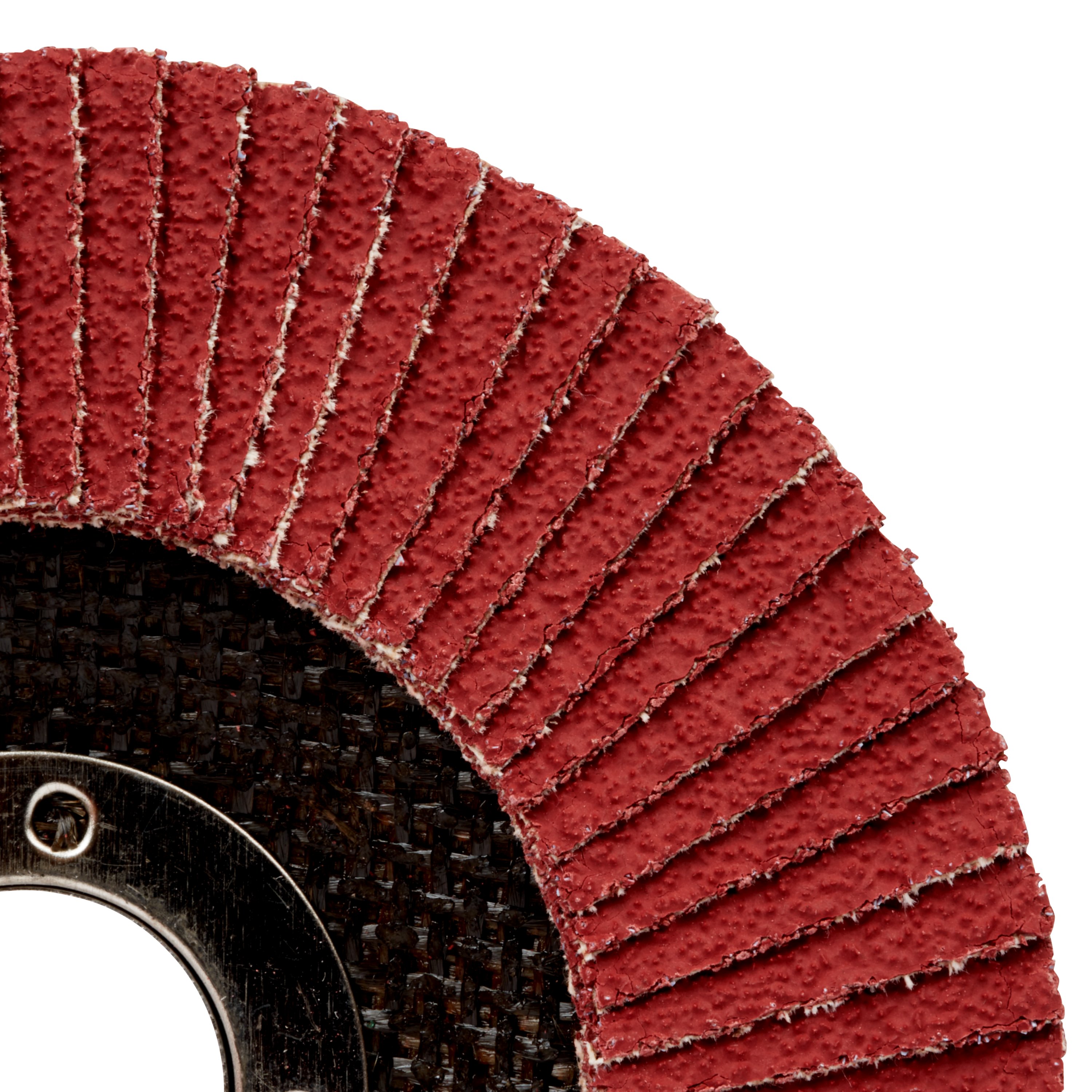 Close-up view of flap disc