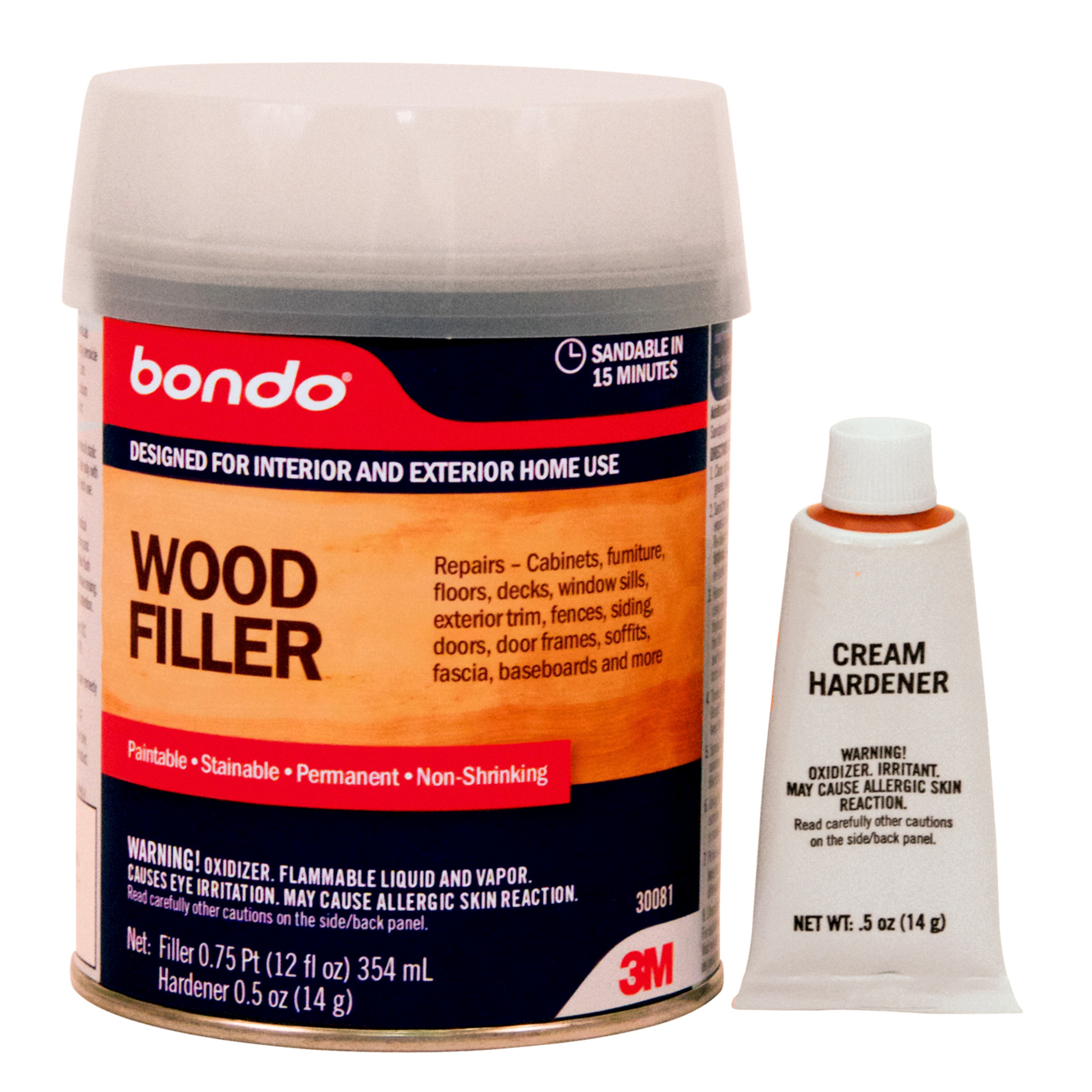 Bondo®  Wood Filler provides stable, durable repair for wood surfaces on a broad range of projects inside and outside the home.