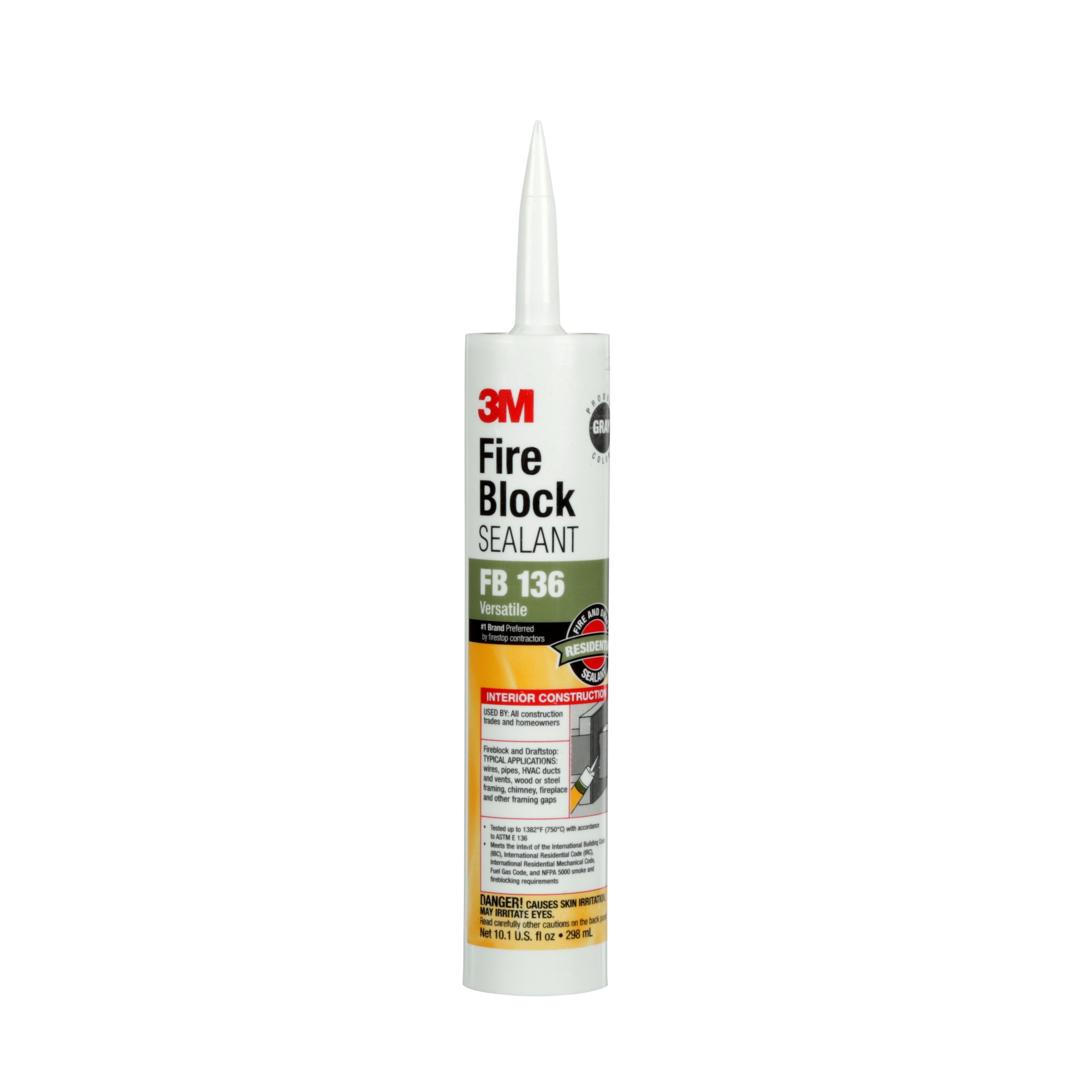 3M™ Fire Block FB 136 as a durable fireblock and draftstop. This product seals, fills, insulates and bonds for non-rated residential and commercial construction.