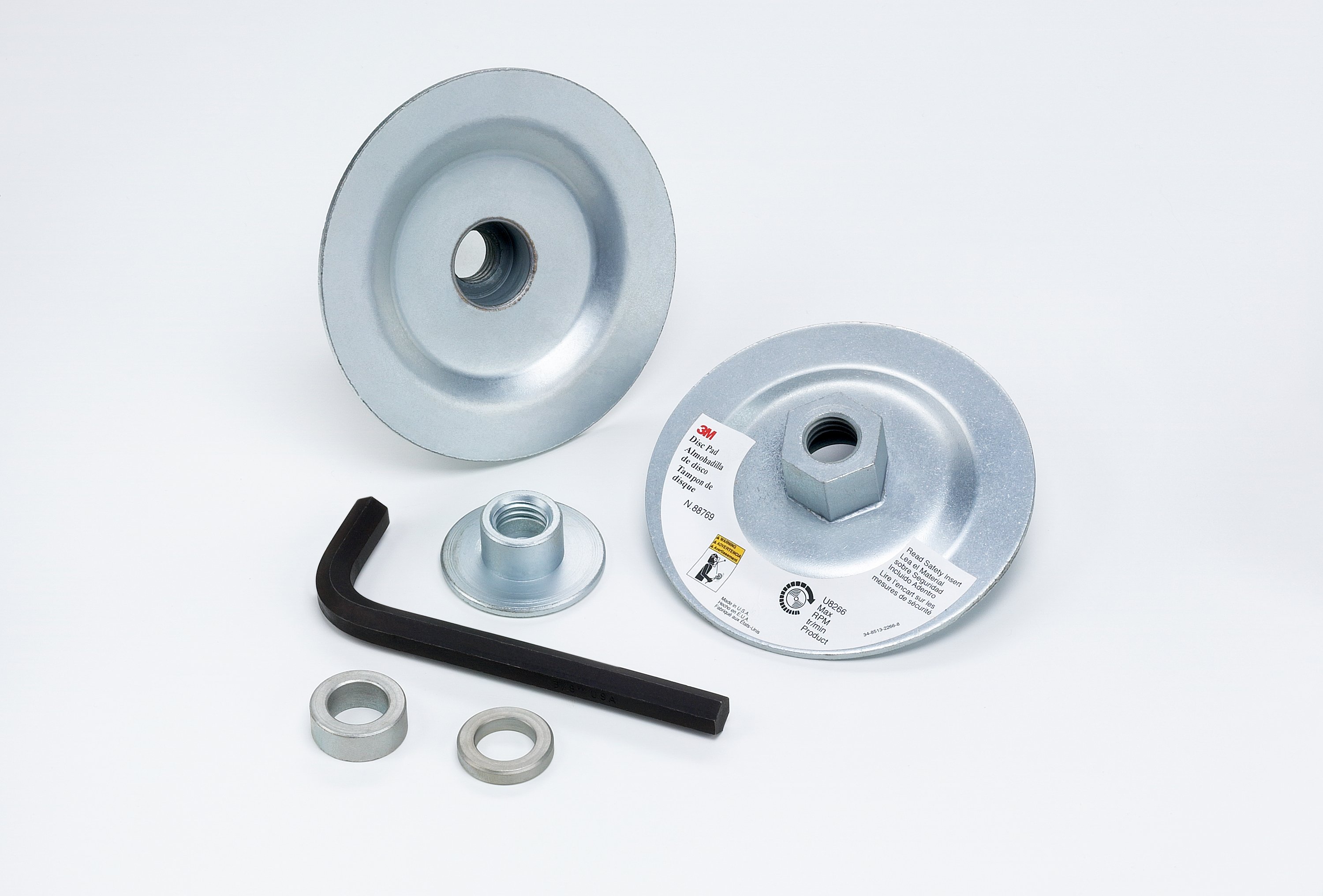 3M™ Flap Disc Holder includes spacers, flanges, retainer nut and an Allen wrench