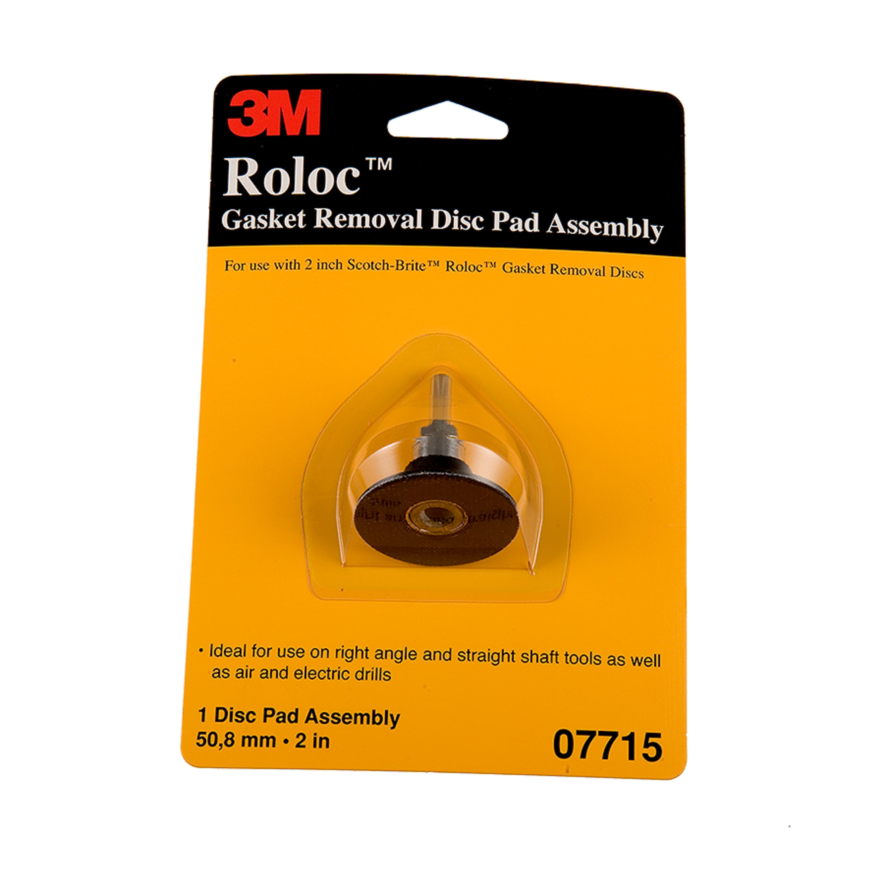 3M™ Roloc™ Gasket Removal Disc Pad Assembly includes the backup pad, steel shaft and adapter needed to mount thr Scotch-Brite™ Roloc™ Gasket Removal Disc to your power tool.