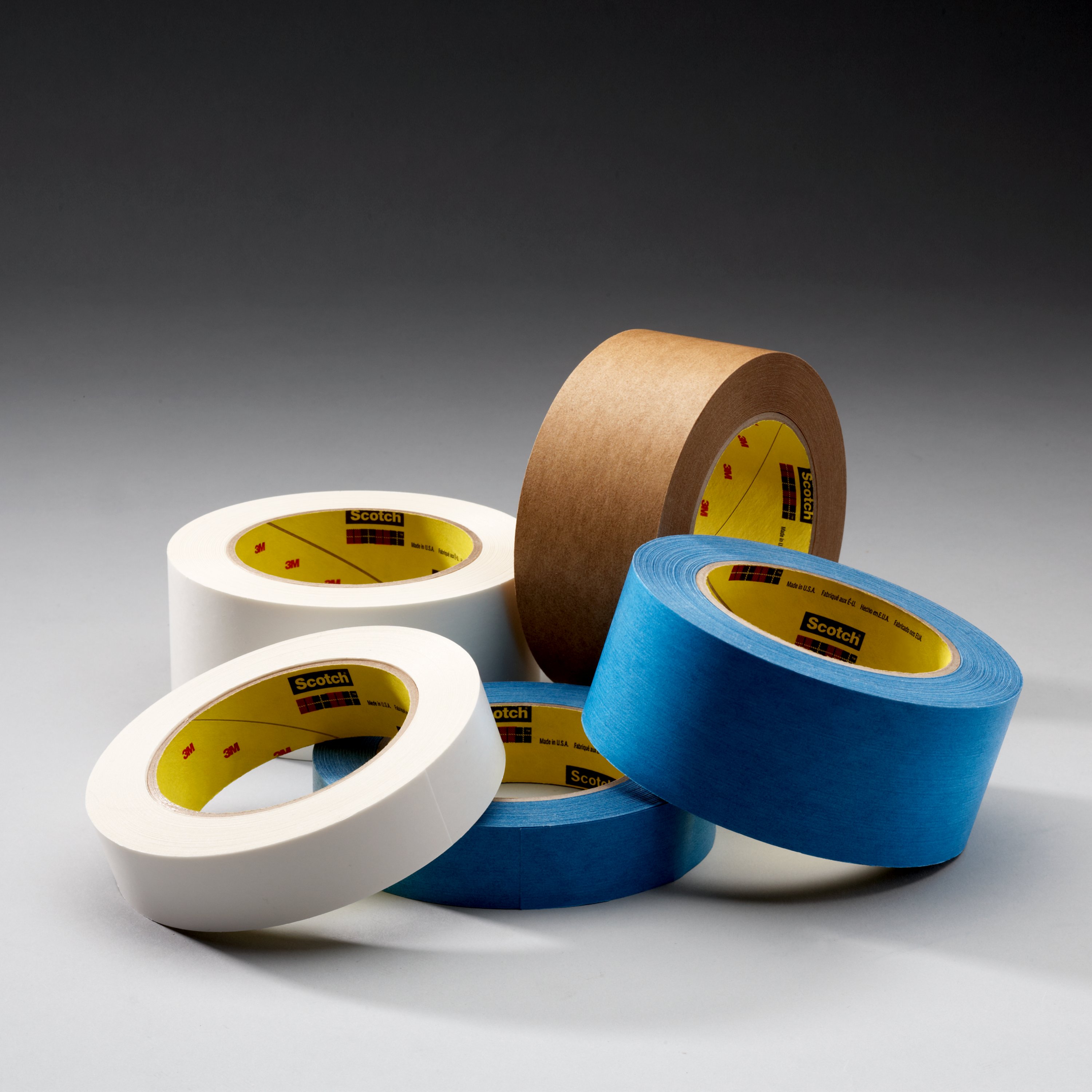 3M™ Web Processing Single-Coated Repulpable Tape R3127 White Blue Kraft tape rolls