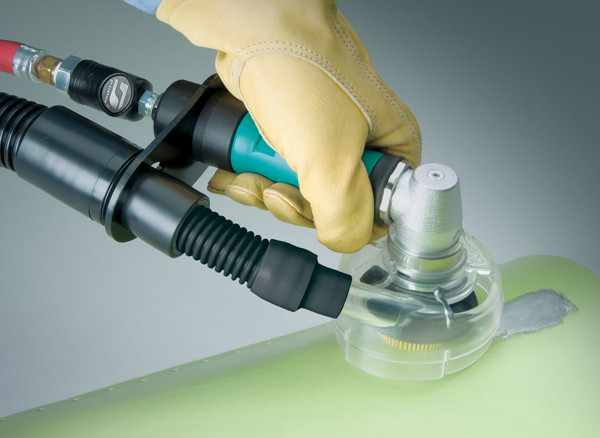 Dia. Right Angle Disc Sander, Central Vacuum .4 hp, 15K RPM, Rear Exhaust, Locking-Type Disc