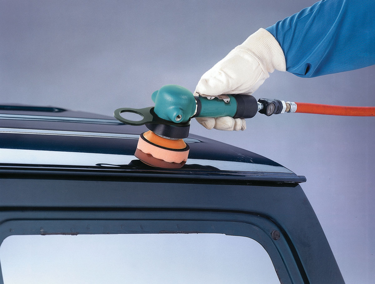 Dynabuffer Random Orbital Polisher .16 hp, 10K RPM, Rear Exhaust, 14 mm Dia. Orbit