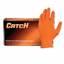 Catch® Safety Zone® Pyramid Grip® 9 Mil Orange Nitrile Disposable Gloves, 10 bxs/cs