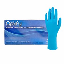 OPTIFY® 9 Mil Blue Nitrile Sensitive Skin Powder Free Exam Gloves, 10 bxs/cs