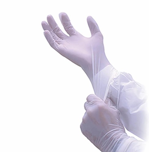 Virtu-Clean 5 Mil White Nitrile Cleanroom Powder Free Exam Gloves, 10 bgs/cs