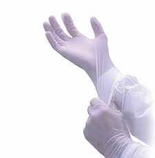 Virtu-Clean 5 Mil White Nitrile Cleanroom Powder Free Exam Gloves, 10 bgs/cs