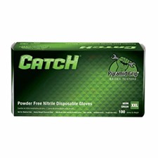 Catch® 9 Mil Neon Green Nitrile Powder Free Pyramid Grip Gloves, 10 bxs/cs