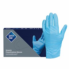 Safety Zone® 2 Mil Blue Polyethylene Stretch Gloves, 10 bxs/cs