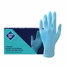 Safety Zone® VyBlend® 5 Mil Blue Synthetic Vinyl, Powder Free Gloves, 100/bx, 10 bxs/cs