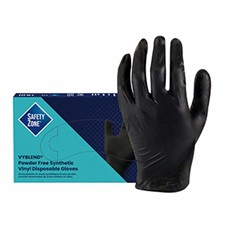 Safety Zone® VyBlend® 4.5 Mil Black Synthetic Vinyl Powder Free Gloves, 10 bxs/cs