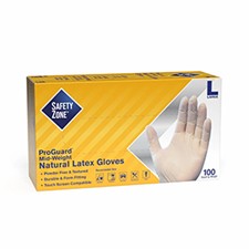 Safety Zone® 5 Mil Natural Latex Powder Free Textured Gloves, 10 bxs/cs