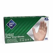 Safety Zone® 3 Mil Clear Vinyl Powdered Gloves, 10 bxs/cs