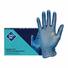 Safety Zone® Blue Vinyl Mid-Weight Powder Free Gloves, 10 bxs/cs