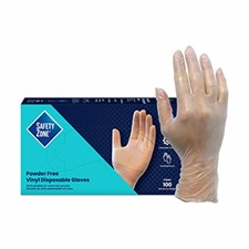 Safety Zone® 3 Mil Clear Vinyl Heay-Weight Powdered-Free Gloves, 10 bxs/cs