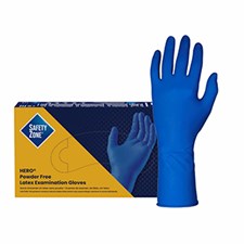 Safety Zone® Hero® 14 Mil Blue Latex, Powder Free Exam Gloves, 50/bx, 10 bxs/cs