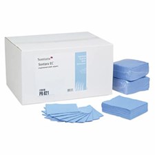 Sontara® Engineered-Cloth Wipes, Blue, Creped, 12"x13.2", 1/4 Fold, 50/bg, 18 bgs/cs