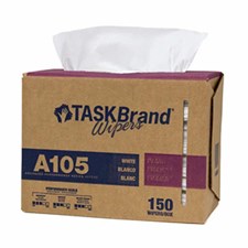 TASKBrand® A105 Advanced Performance Wipers, Spunlace, White, 9"x16.75", Medium Duty, Interfold, 150/bx, 6 bxs/cs