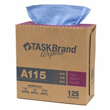 TASKBrand® A115 Advance Performance Wipers, Spunlace, Blue, 9"x16.75", Heavy Duty, Interfold, 125/bx, 6 bx/cs
