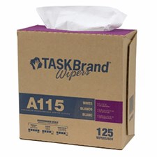 TASKBrand® A115 Advance Performance Wipers, Spunlace, White, 9"x16.75", Heavy Duty, Interfold, 125/bx, 6 bxs/cs