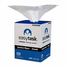 EasyTask® Spunlace Wipers Refillable Cleaning System, Smooth, White, 10" x 12", 275/roll, 1 roll/bag, 1 bag/box