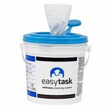 Hospeco® EasyTask® Bucket Refillable Cleaning System w/ Hydrospun Wipes, 12"x12", 60/rl - 6 rls/cs + 1 bucket