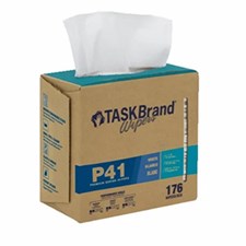 TASKBrand® P41 Premium Series Wipers, Hydrospun, White, 8.26"x12.75", Light Duty, Interfold, 176/bx, 10 bxs/c