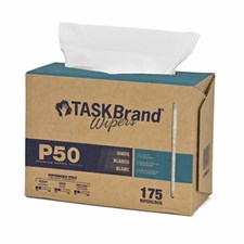 TASKBrand® P50 Premium Series Wipers, Hydrospun, White, 9"x16.75", Light Duty, Interfold, 175/bx, 10 bxs/cs