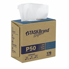 TASKBrand® P50 Premium Series Wipers, Hydrospun, White, 8.26"x12.75", Light Duty, Interfold, 176/bx, 10 bxs/cs