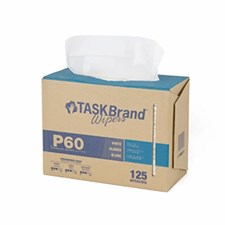 TASKBrand® P60 Premium Series Wipers, Hydrospun, White, 8.26"x16.75", Medium Duty, Interfold, 125/bx, 10 bxs/cs