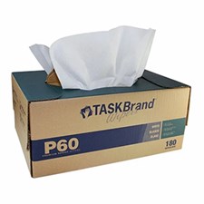 TASKBrand® P60 Premium Series Wipers, Hydrospun, White, 11"x16.75", Medium Duty, Interfold, 180/cs