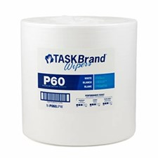 TASKBrand® P60 Premium Series Wipers, Hydrospun, White, 12"x12", Medium Duty, Jumbo Roll, 1100/rl, 1 rl/cs