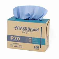 TASKBrand® P70 Premium Series Wipers, Hydrospun, Blue, 8.26"x16.75", Heavy Duty, Interfold, 100/bx, 10 bxs/cs