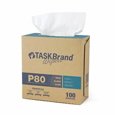 TASKBrand® P80 Premium Series Wipers, Hydrospun, White, 8.26"x16.75", Premium Duty, Interfold, 100/bx, 4 bxs/cs