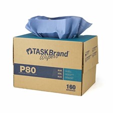 TASKBrand® P80 Premium Series Wipers, Hydrospun, Blue, 11"x16.75", Premium Duty, Interfold, 160/cs
