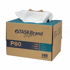 TASKBrand® P80 Premium Series Wipers, Hydrospun, White, 11"x16.75", Premium Duty, Interfold, 160/cs