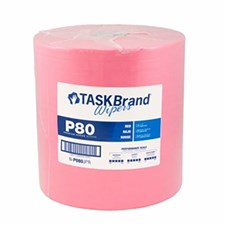 TASKBrand® P80 Premium Series Wipers, Hydrospun, Red, 12"x12", Premium Duty, Jumbo Roll, 475/rl, 1 rl/cs