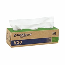 TASKBrand® V30 Value Series Wipers, DRC, White, 16"x8.5", Light Duty, Interfold, 100/bx, 8 bxs/cs