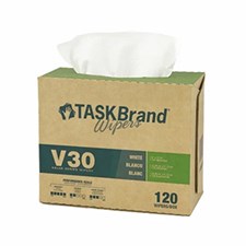 TASKBrand® V30 Value Series Wipers, DRC, White, 9"x12.25", Light Duty, Interfold, 120/bx, 10 bxs/cs