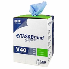 TASKBrand® V40 Value Series Wipers, DRC, Blue, 10"x11.5", Heavy Duty, Centerpull GrabBox®, 200/rl, 1 rl/cs