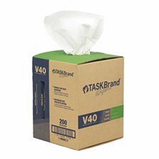 TASKBrand® V40 Value Series Wipers, DRC, White, 10"x11.5", Heavy Duty, Centerpull GrabBox®, 200/rl - 1 rl/bx, 8 bxs/cs