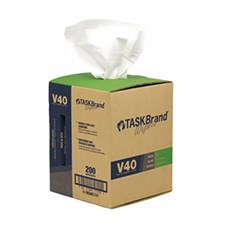 TASKBrand® V40 Value Series Wipers, DRC, White, 10"x11.5", Heavy Duty, Centerpull GrabBox®, 200/rl, 1 rl/cs