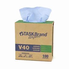 TASKBrand® V40 Value Series Wipers, DRC, Blue, 9"x16.5", Heavy Duty, Interfold, 100/bx, 9 bxs/cs