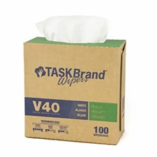 TASKBrand® V40 Value Series Wipers, DRC, White, 9"x16.5", Heavy Duty, Interfold, 100/bx, 9 bxs/cs