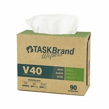 TASKBrand® V40 Value Series Wipers, DRC, White, 9"x12.25", Heavy Duty, Interfold, 90/bx, 9 bxs/cs