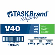 TASKBrand® V40 Value Series Wipers, DRC, Blue, 12.25"x12", Heavy Duty, Jumbo Roll, 750/rl, 1 rl/cs