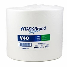 TASKBrand® V40 Value Series Wipers, DRC, White, 12.25"x12", Heavy Duty, Jumbo Roll, 750/rl, 1 rl/cs